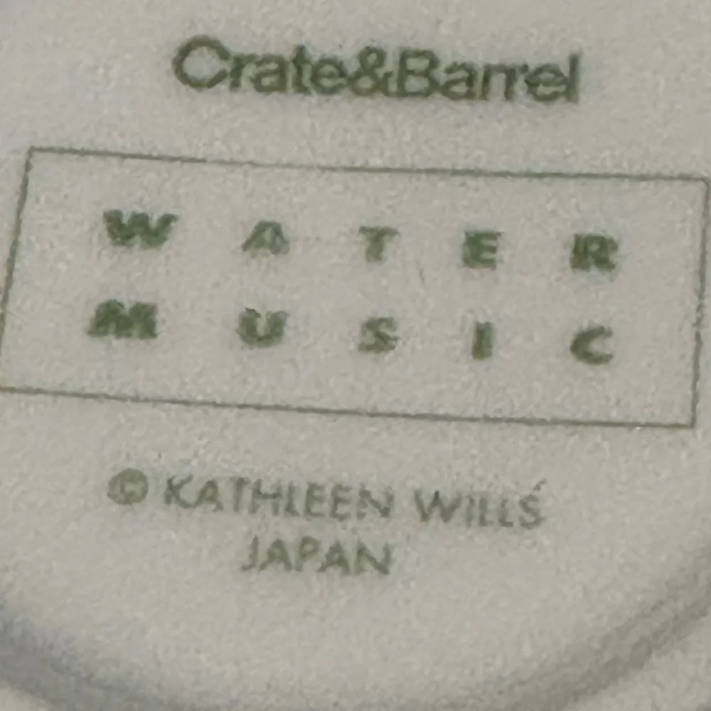 Crate & Barrel White Porcelain WATER MUSIC‎ 2 cups 2 saucers sugar bowl creamer